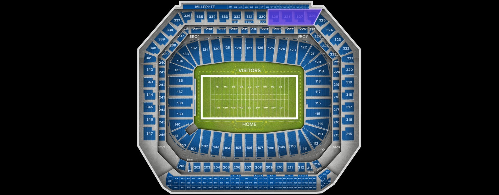 Seat view from Upper Sideline
