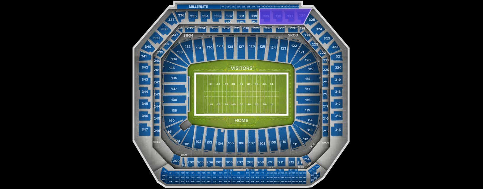 Seat view from Upper Sideline