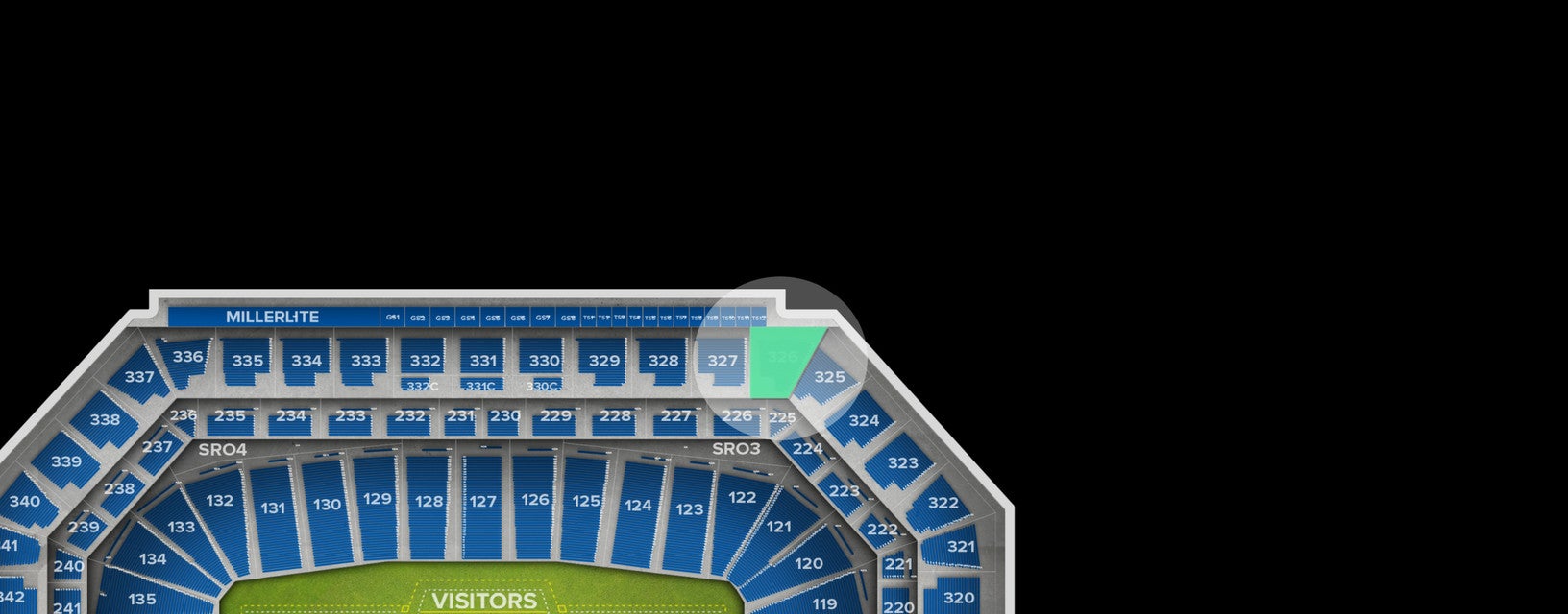 Seat view from Upper Level Sideline