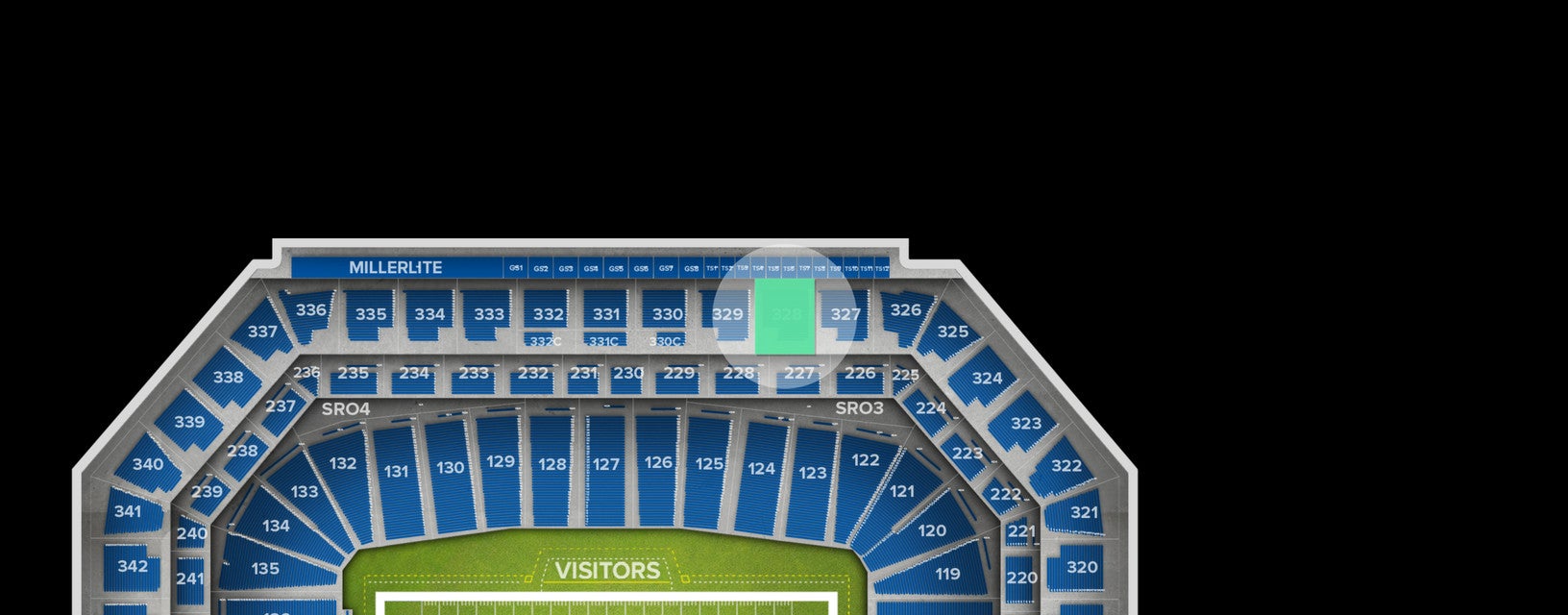 Seat view from Upper Level Sideline