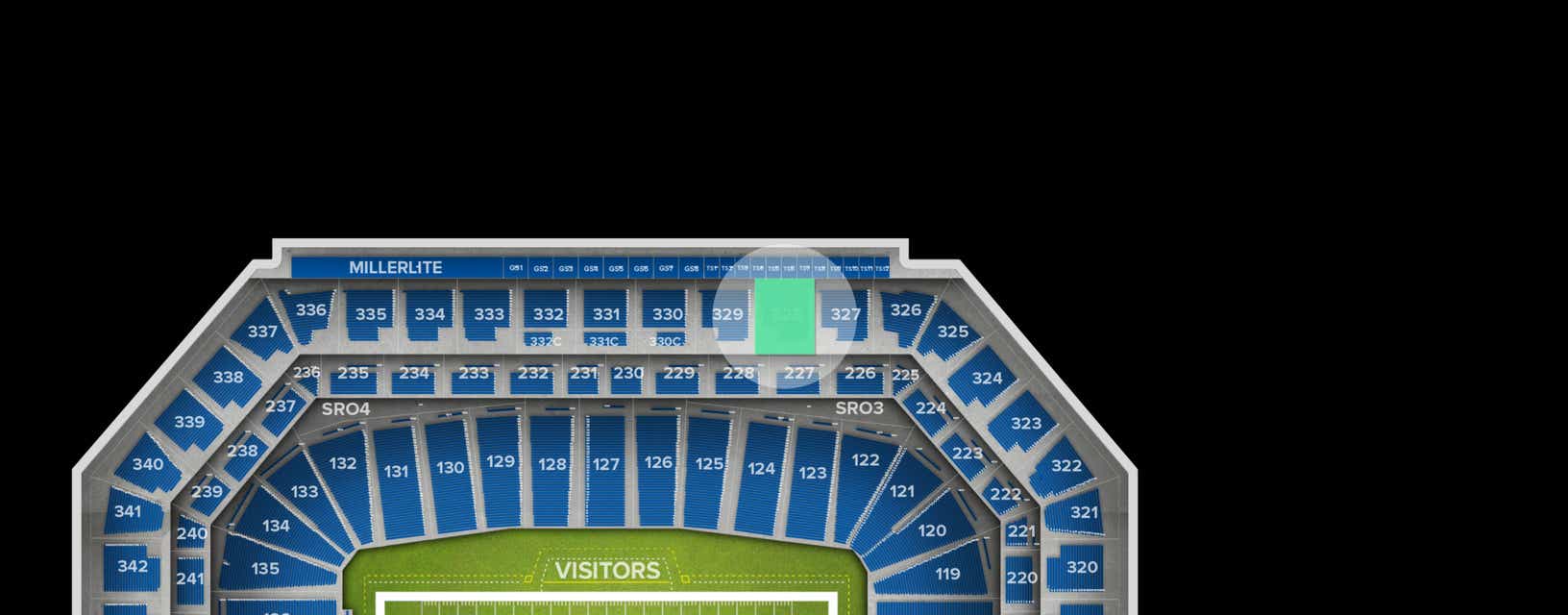 Seat view from Upper Level Sideline