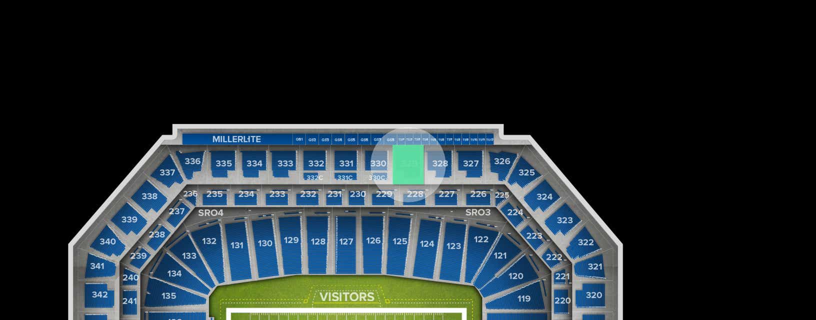 Seat view from Upper Level Sideline