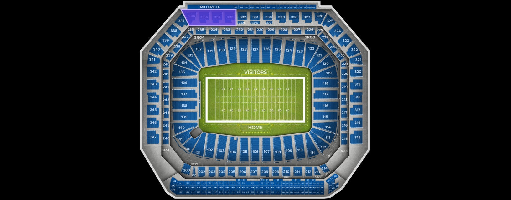 Seat view from Upper Sideline