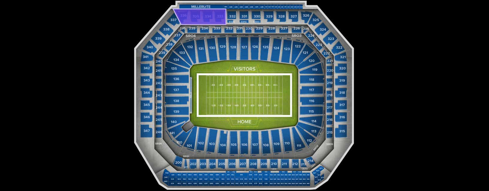 Seat view from Upper Sideline