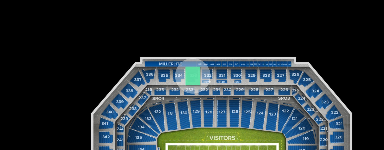 Seat view from Upper Level Sideline