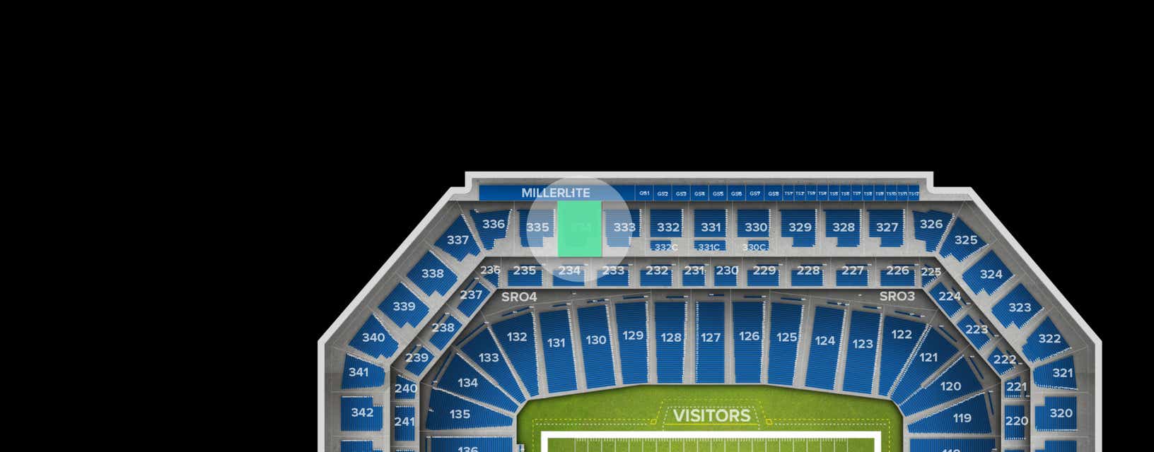 Seat view from Upper Level Sideline