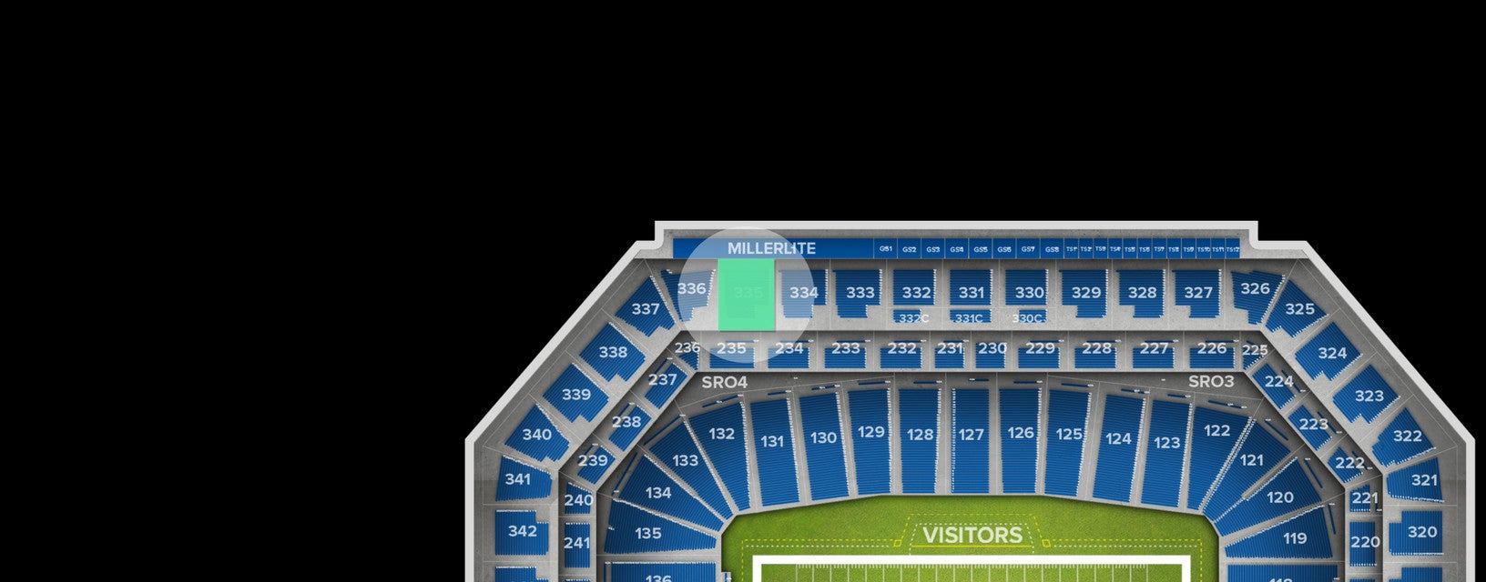 Seat view from Upper Level Sideline