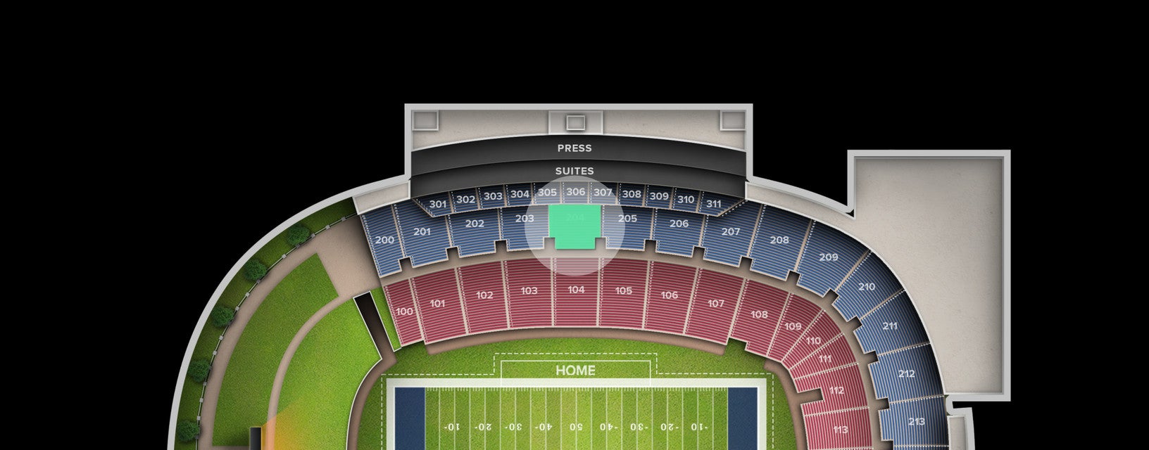 Seat view from Upper Sideline