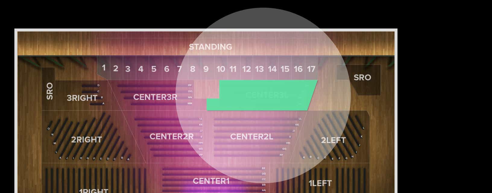Seat view from Center