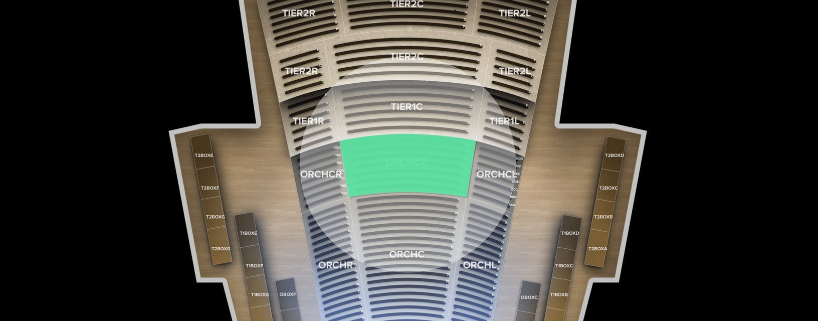 Seat view from Orchestra Circle Center