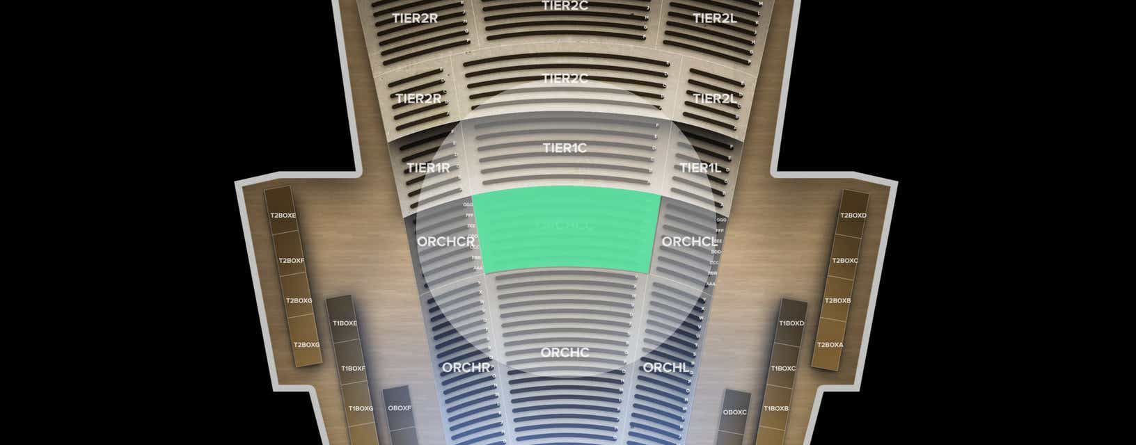 Seat view from Orchestra Circle Center