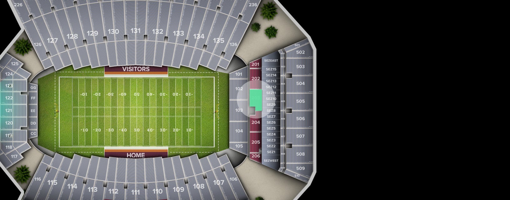 Seat view from Zone Club