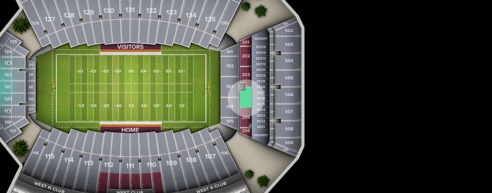 Seat view from Zone Club