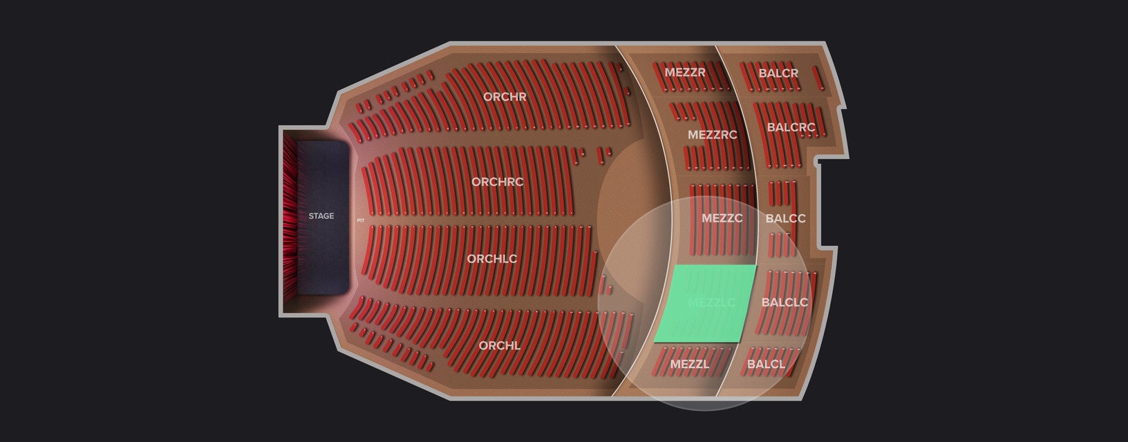 Seat view from Mezzanine Left Center