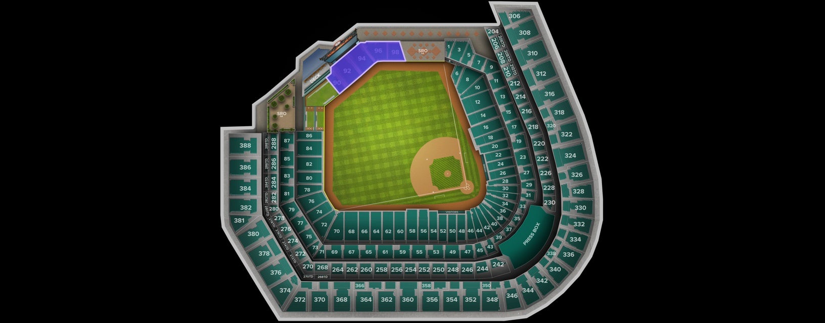 Seat view from Eutaw St Bleachers
