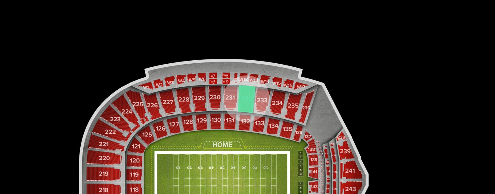Seat view from Upper Sideline