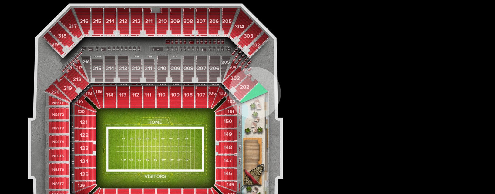 Seat view from Middle Level Corner