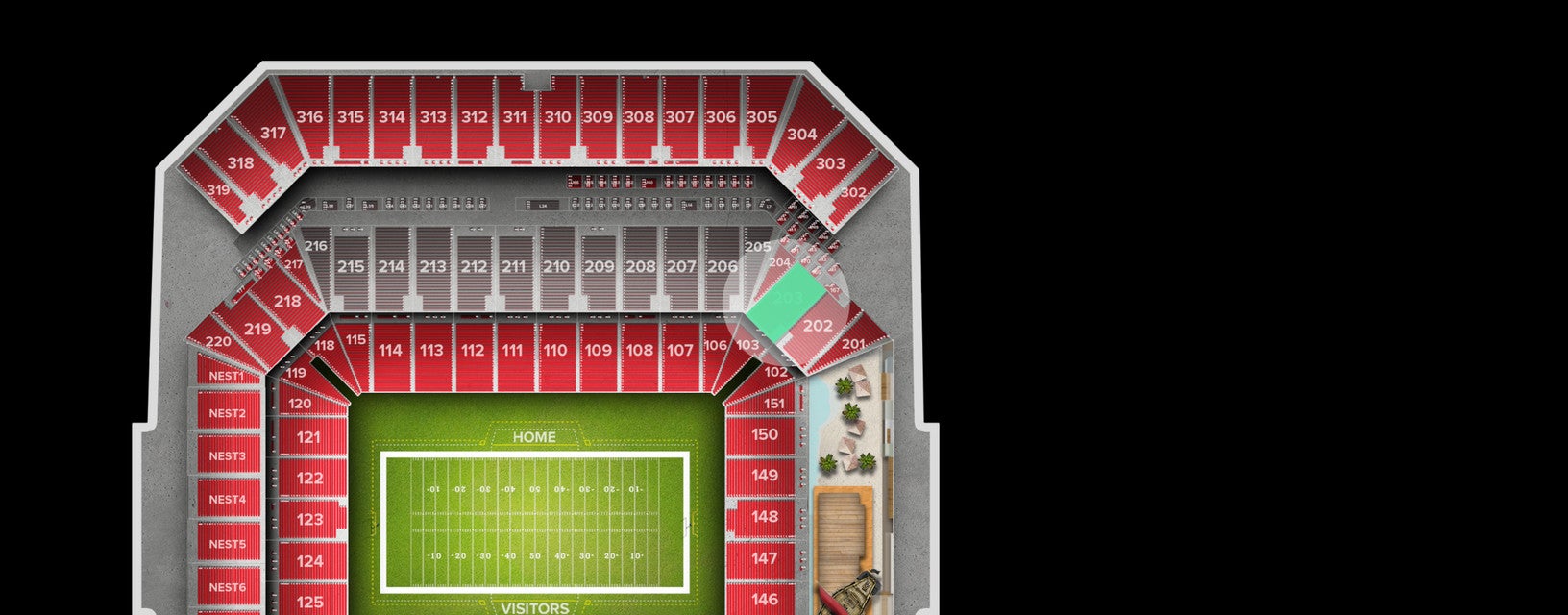 Seat view from Middle Level Corner
