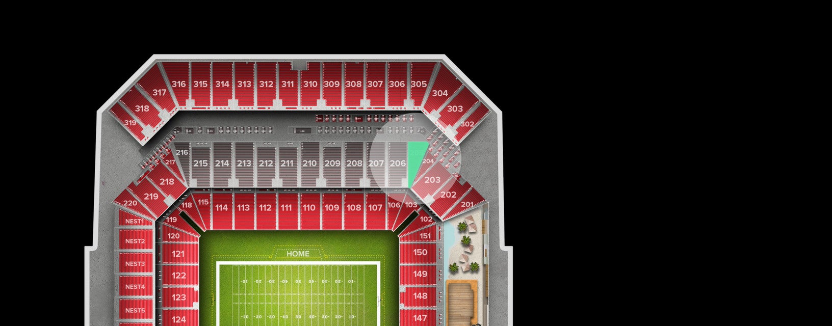 Seat view from Club Sideline