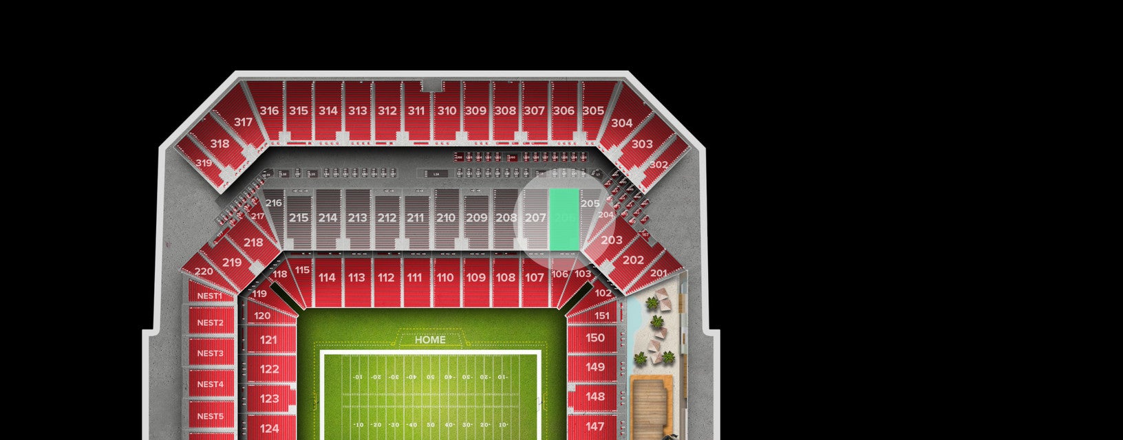 Seat view from Club Sideline