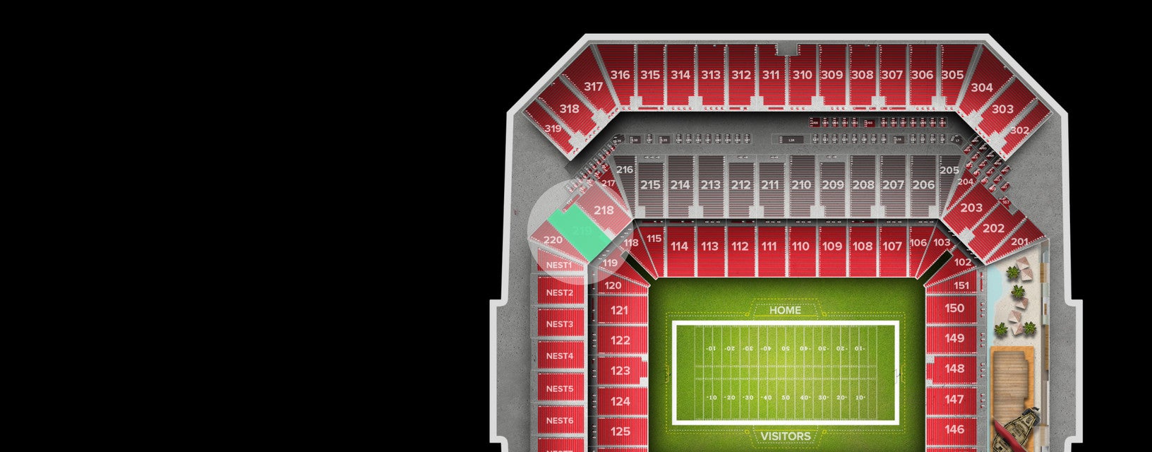 Seat view from Middle Level Corner