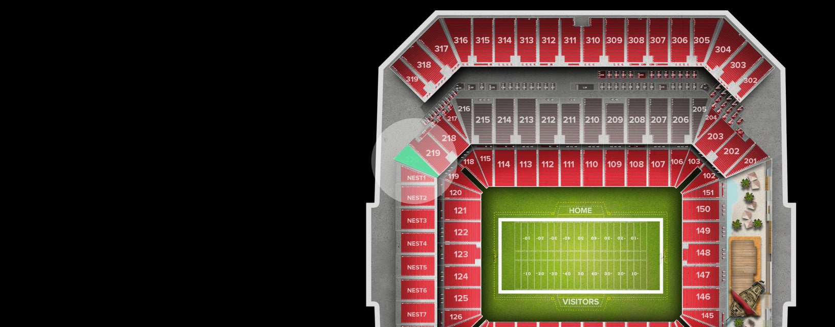 Seat view from Middle Level Corner