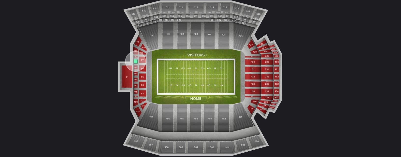 Seat view from Mid Level End Zone