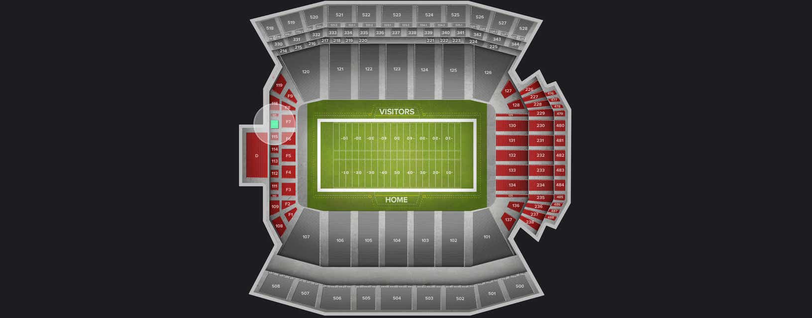 Seat view from Mid Level End Zone