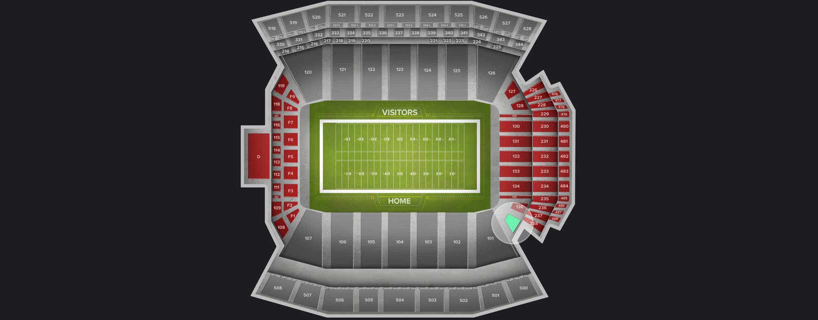 Seat view from Lower Level End Zone