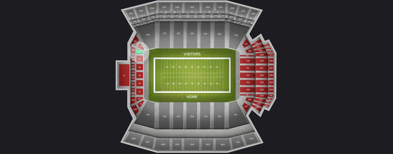 Seat view from Lower Level End Zone