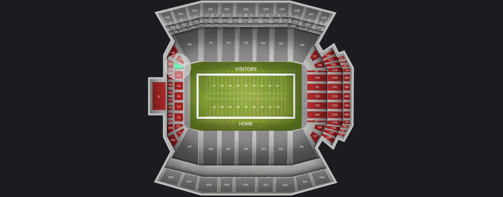 Seat view from Lower Level End Zone