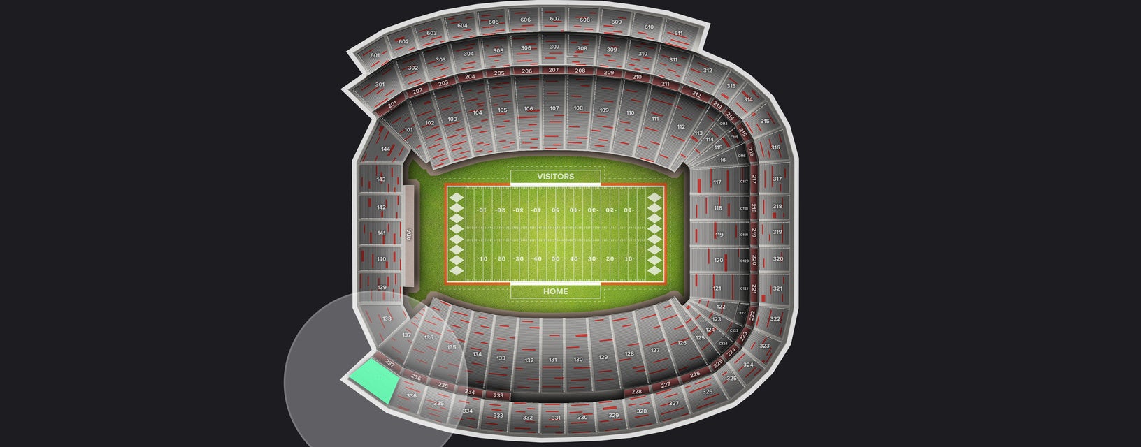Seat view from Upper Sideline