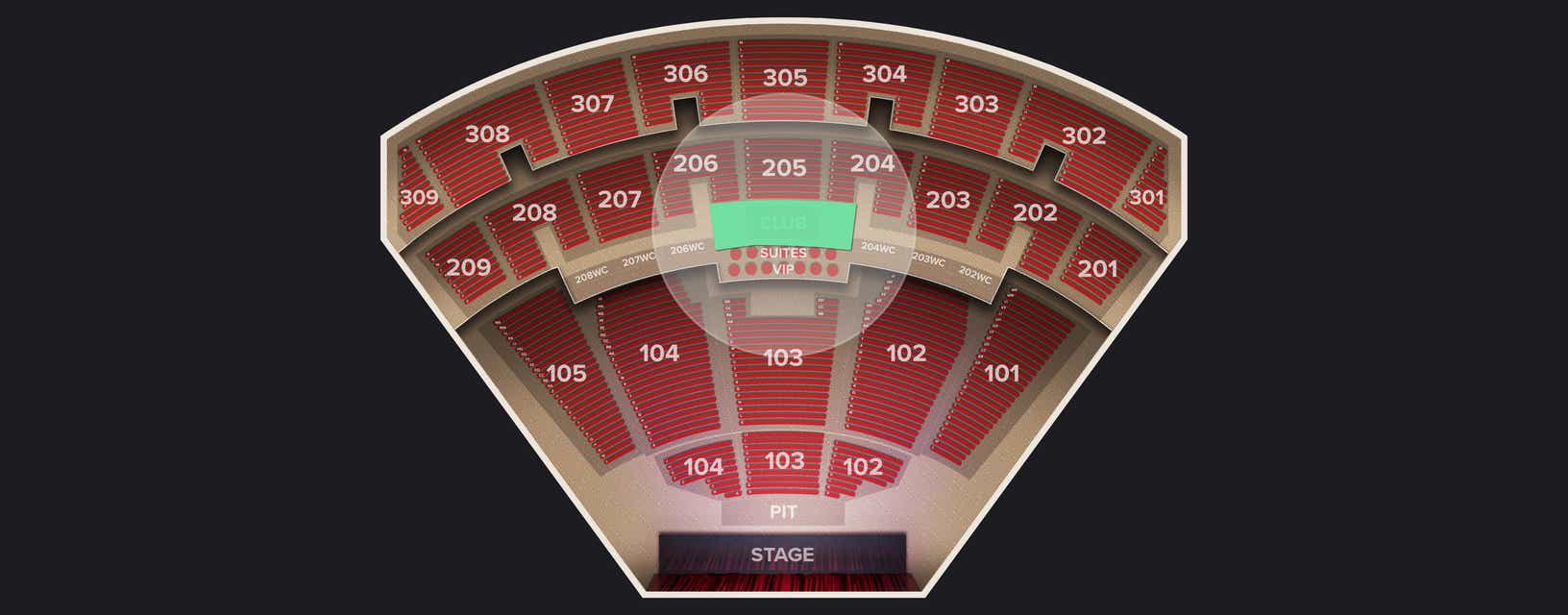 Seat view from Loge Club