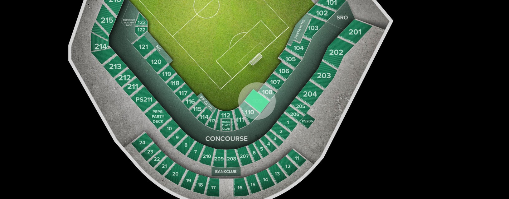 Seat view from Lower Level Goal
