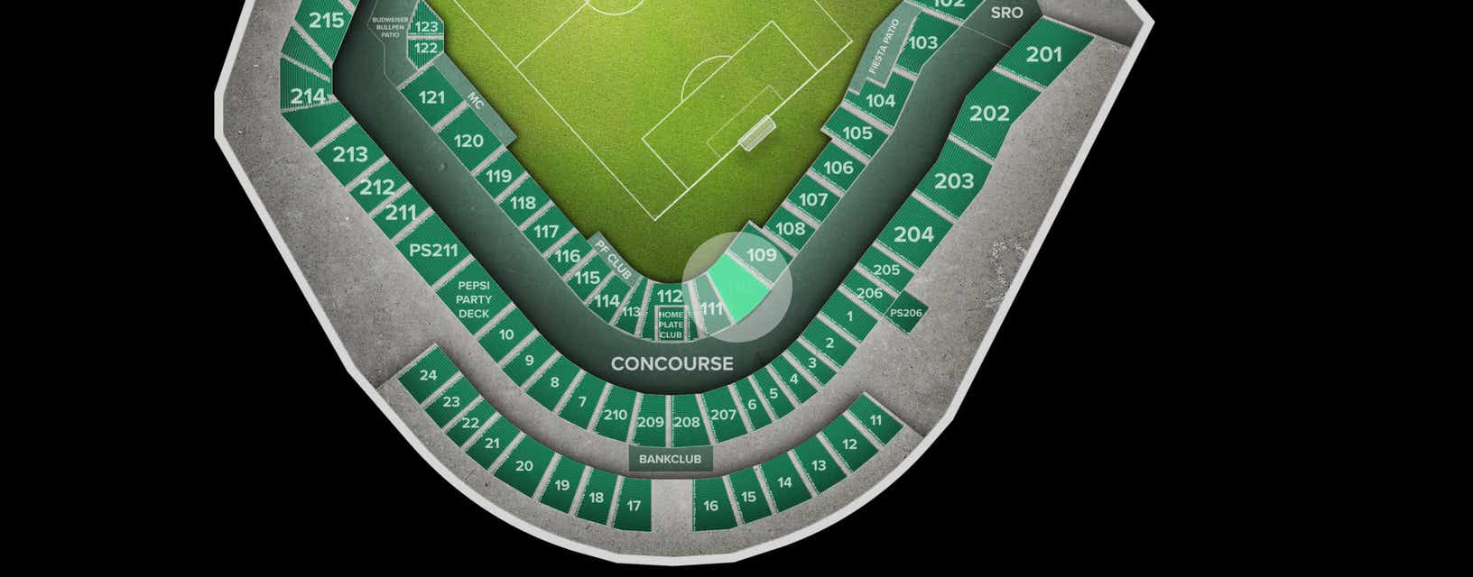 Seat view from Lower Level Goal