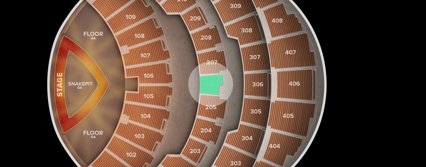 Seat view from 200 Level