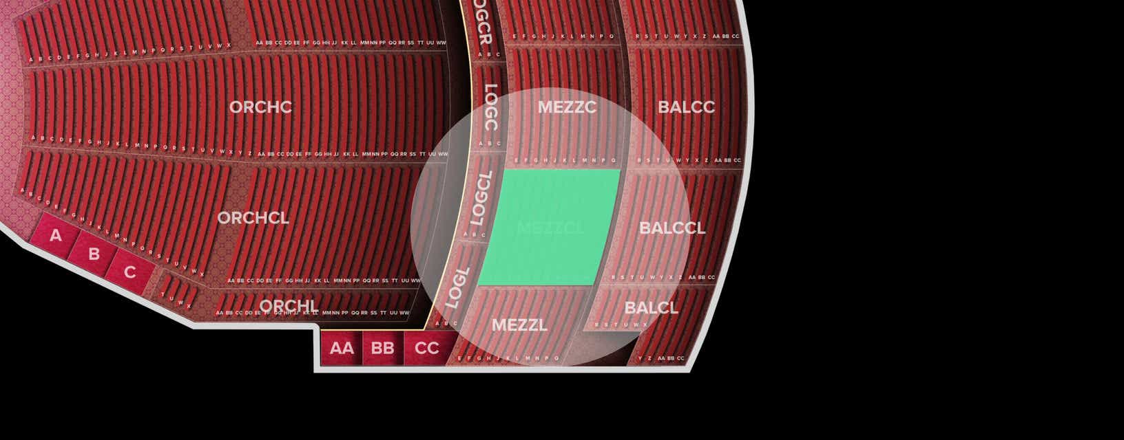 Seat view from Mezzanine Center Left