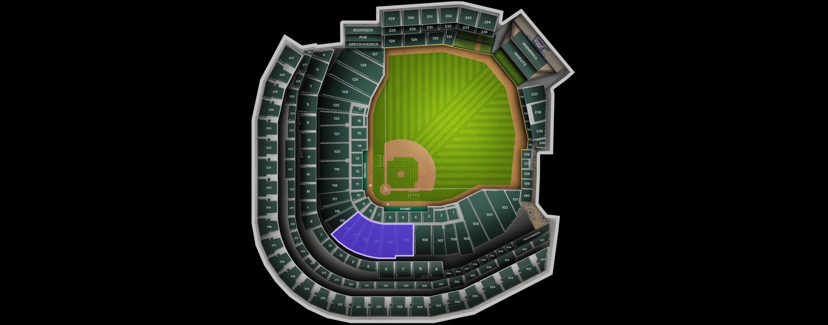 Seat view from 1B Home Plate Box