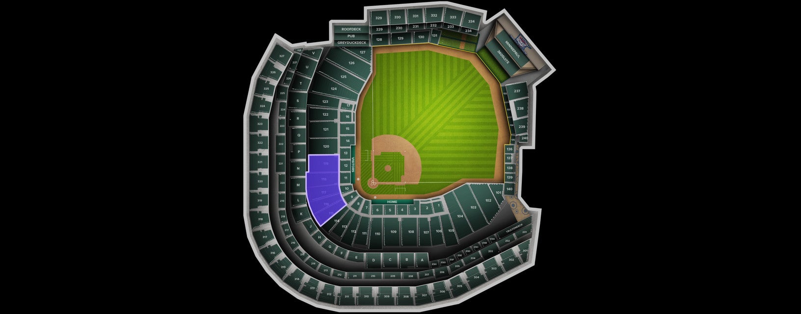 Seat view from 3B Home Plate Box