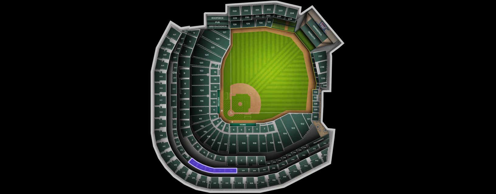 Seat view from 1B Home Plate Terrace
