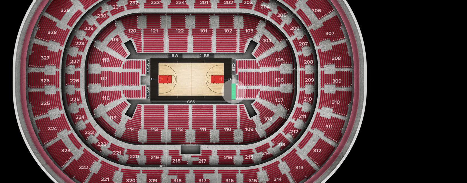 Seat view from Courtside East