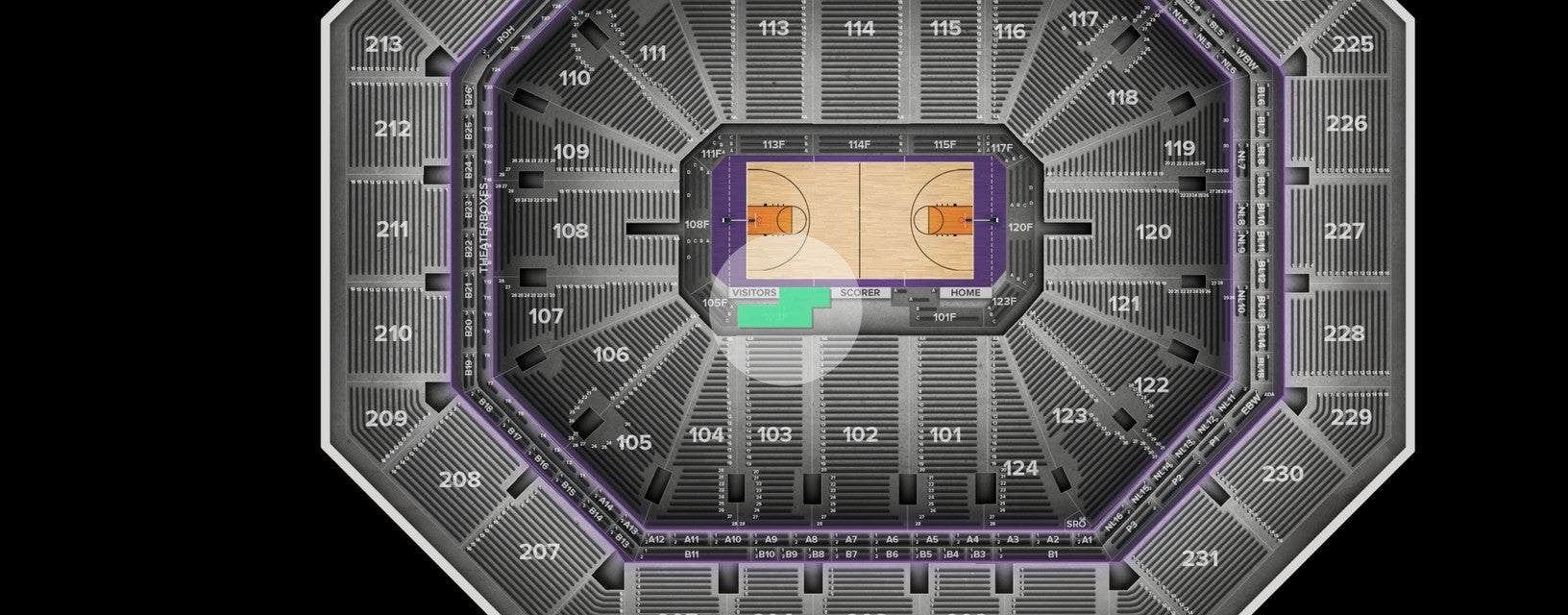 Seat view from Courtside Club Center
