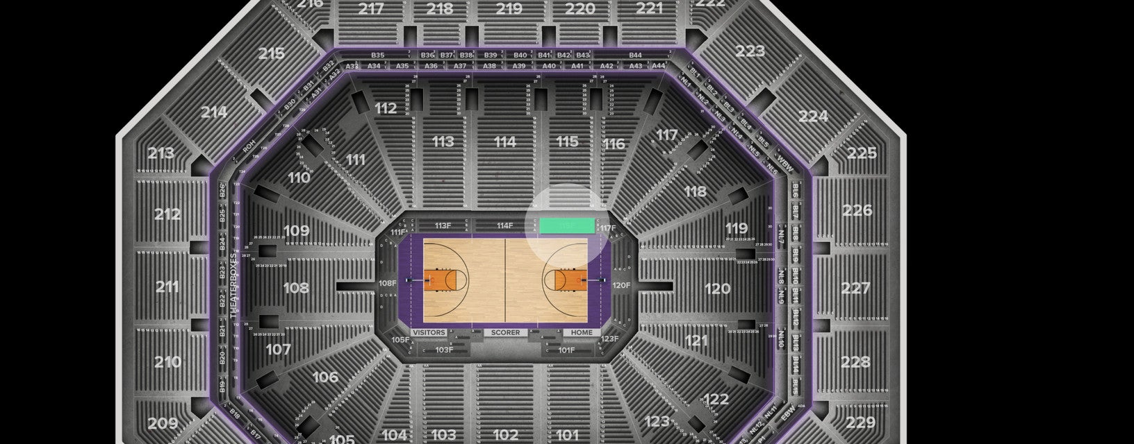 Seat view from Courtside Club Center