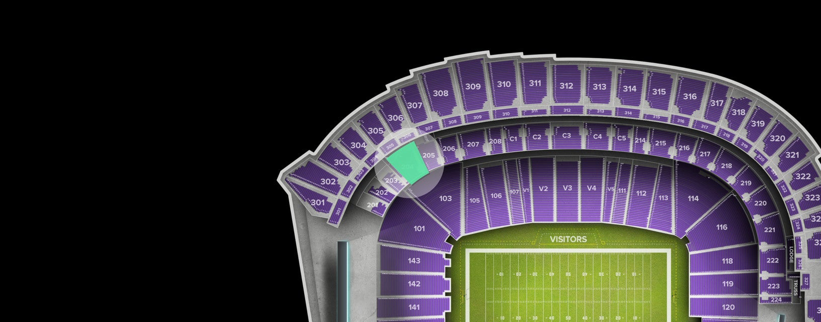 Seat view from Club Purple