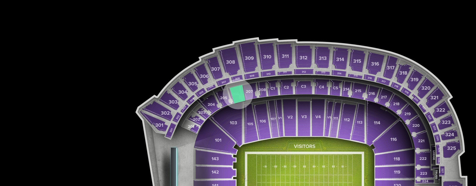 Seat view from Middle Sideline