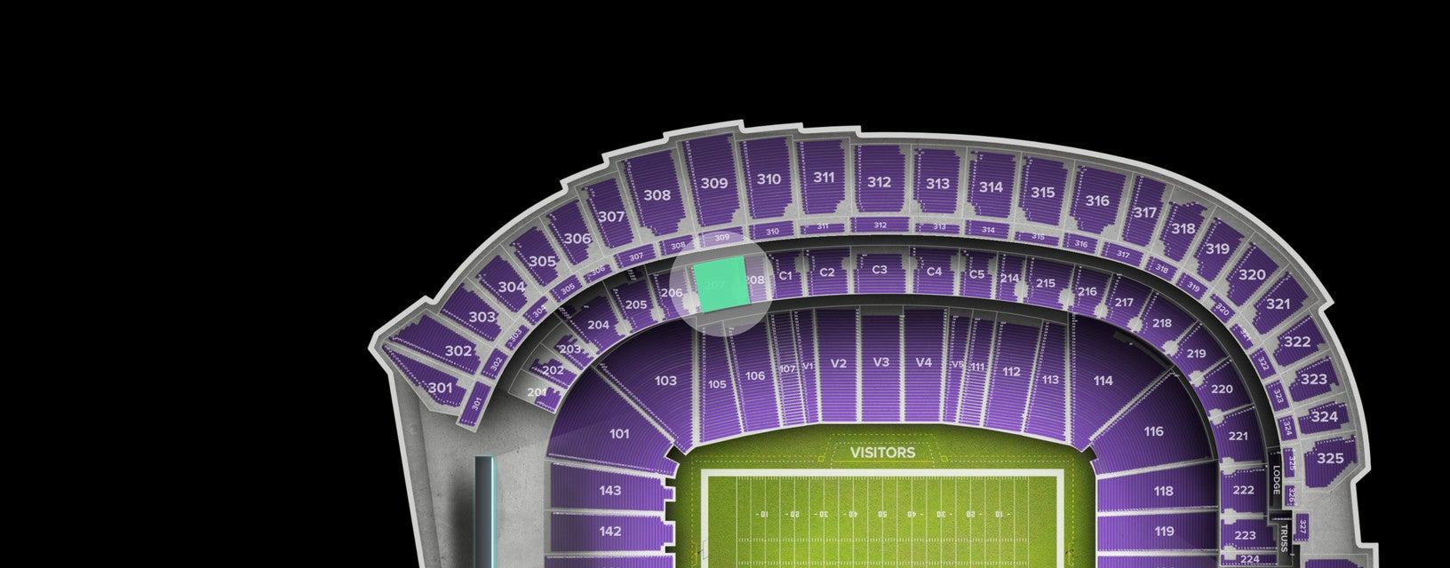Seat view from Middle Sideline