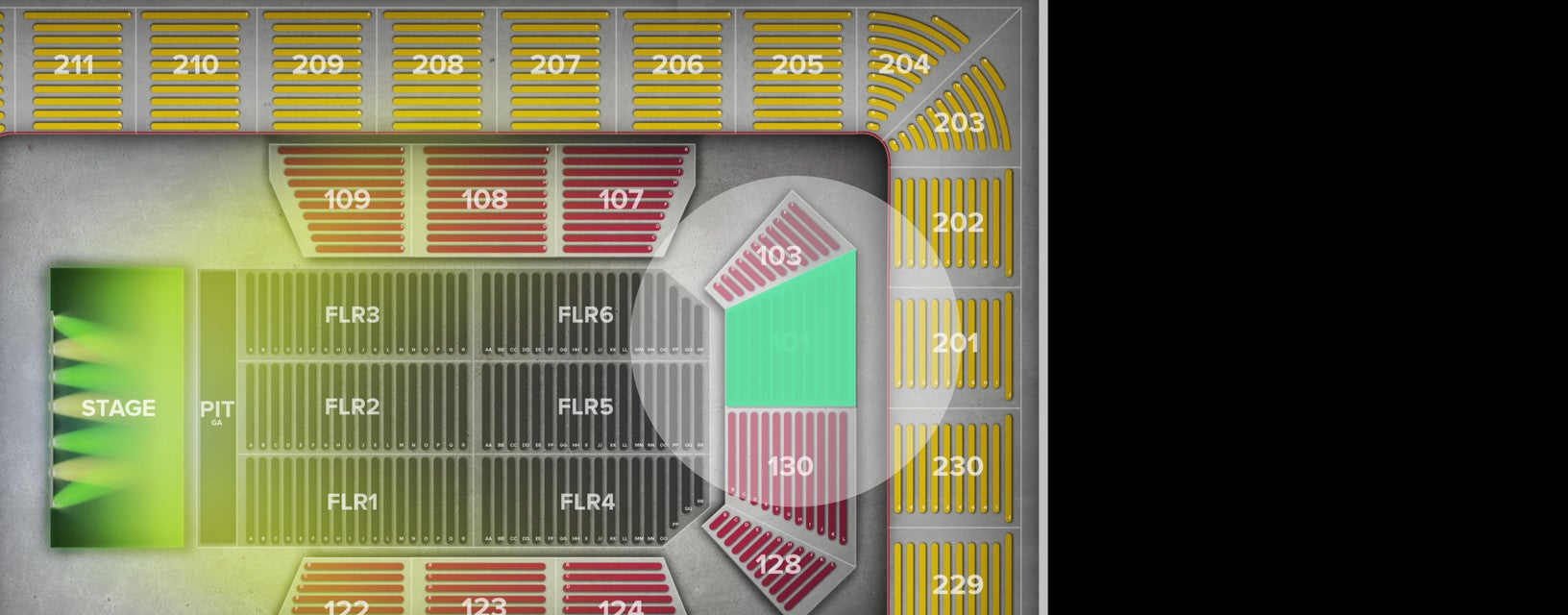 Seat view from Risers