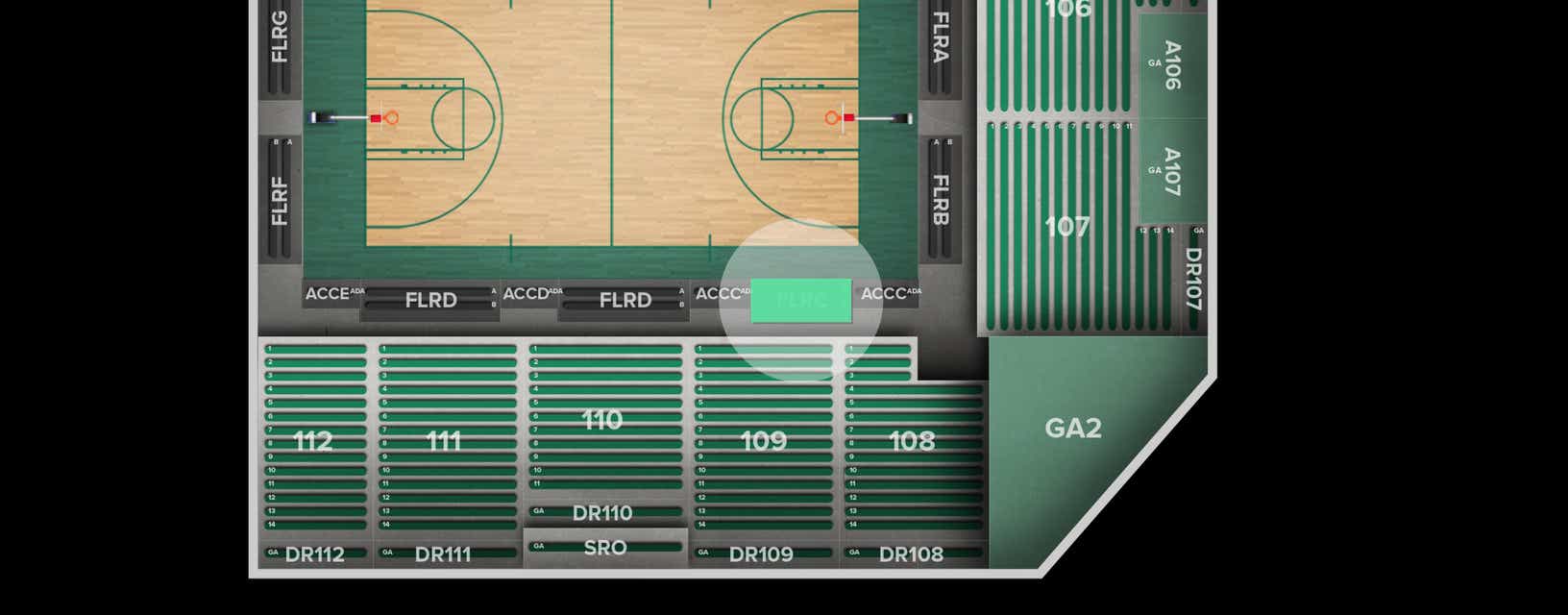 Seat view from Courtside