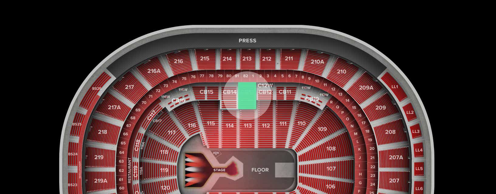Seat view from Club Box