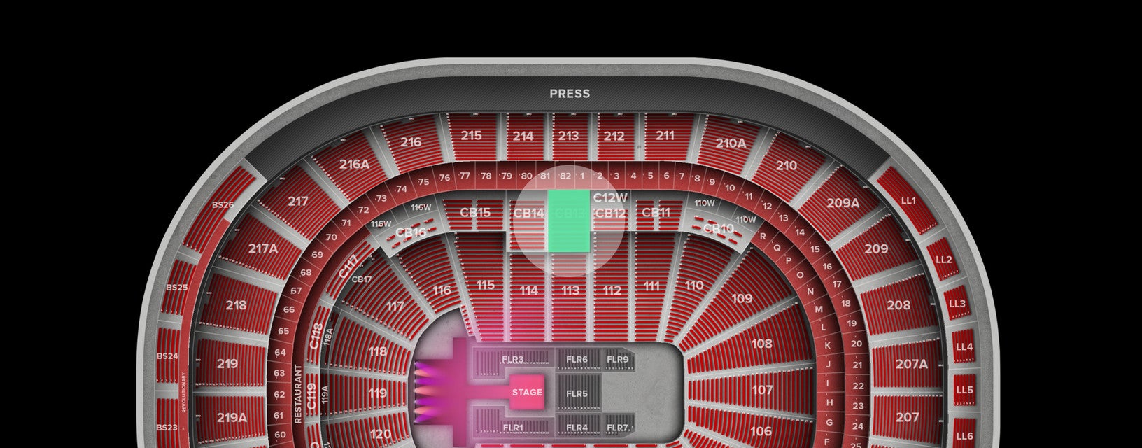 Seat view from Club Box